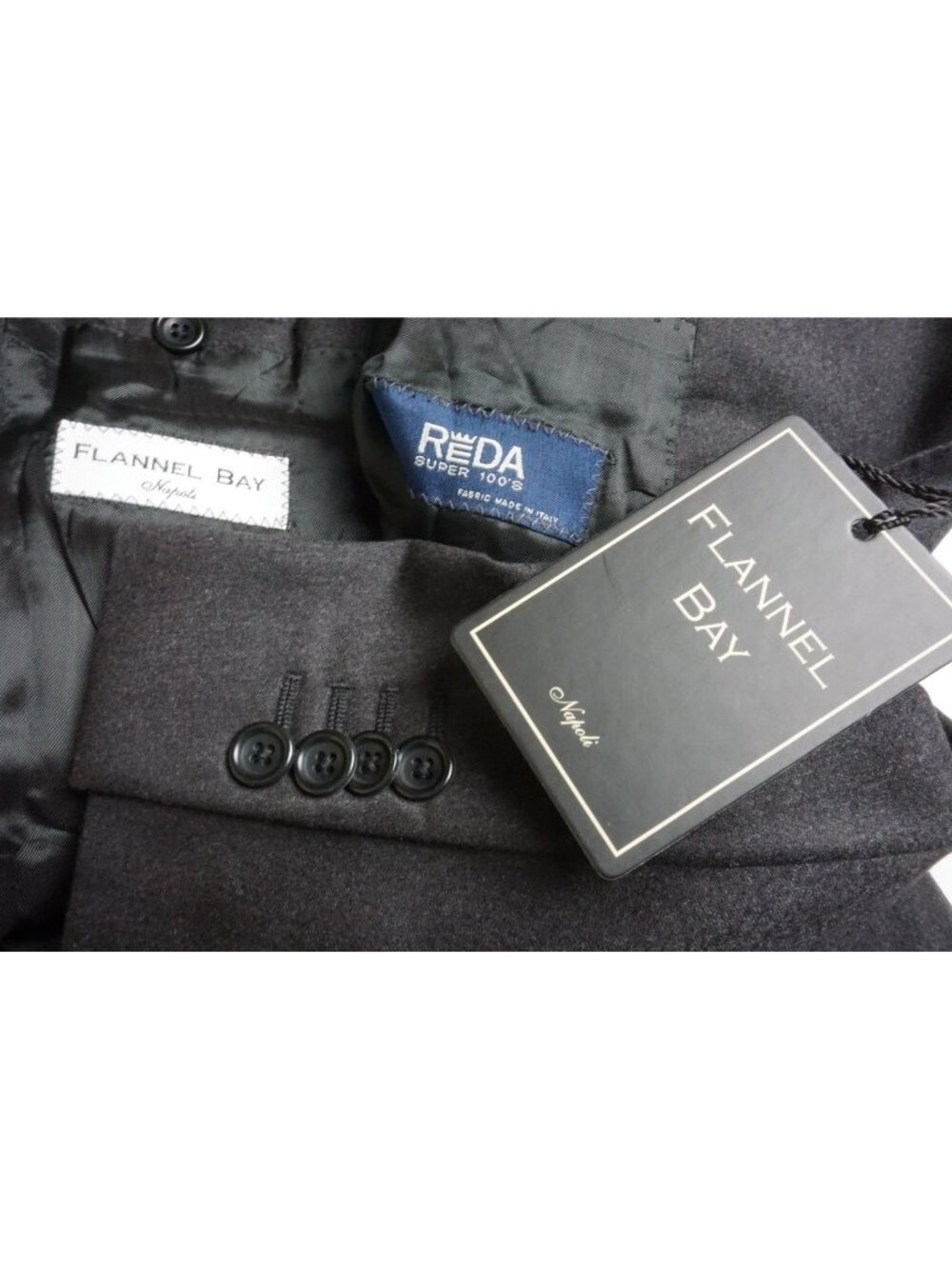 Flannel Bay Charcoal Gray Flannel Wool 2 Pc Suit Jacket Pants Sz 40 Brand Newc